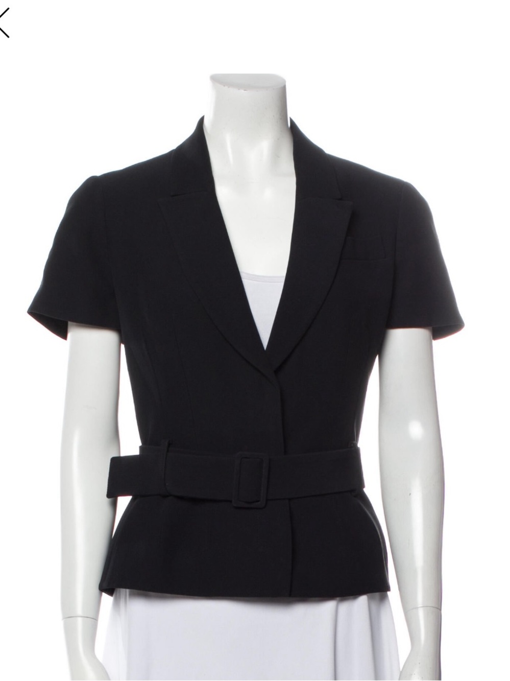 Alexander McQueen Black Short-Sleeve Belted   Jacket